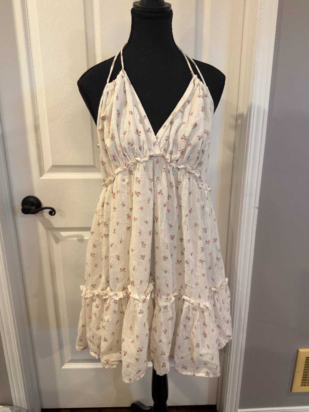 H&M Divided Frill-trimmed Cotton Halterneck Dress